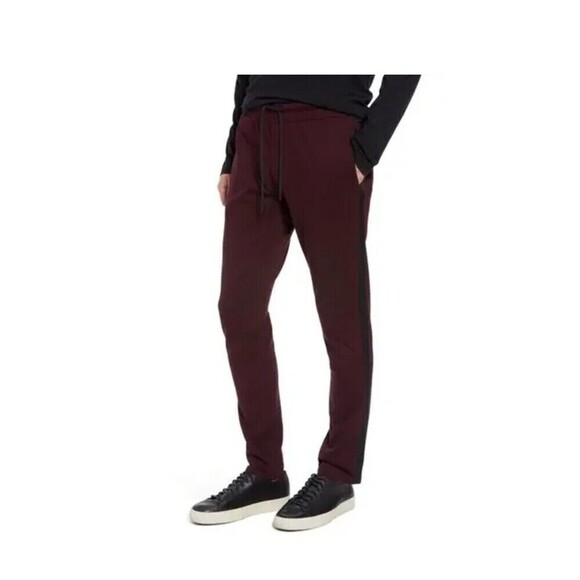 Paige Men's Hutton Slim Fit Track Joggers Sweatpants Pants in Currant Size L - Picture 1 of 13
